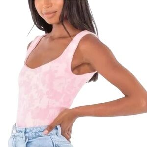 Free People Clean Lines Pink Floral Bodysuit Size XS/S